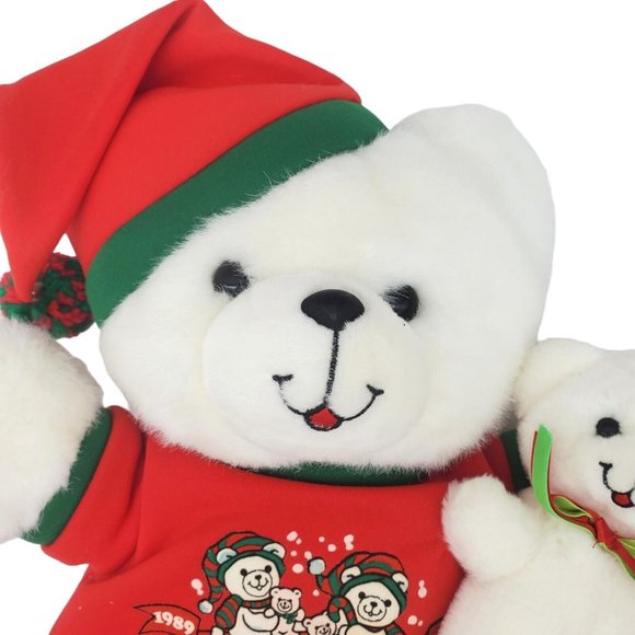 VTG White‎ Bear & Baby Plush TB Trading 18" 1989 Stuffed Animal Christmas Toy - Picture 4 of 9